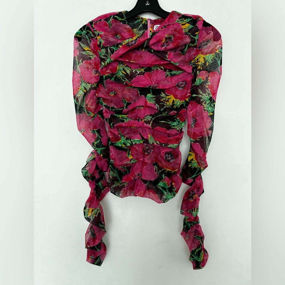 NEW Zara flower mesh top size M